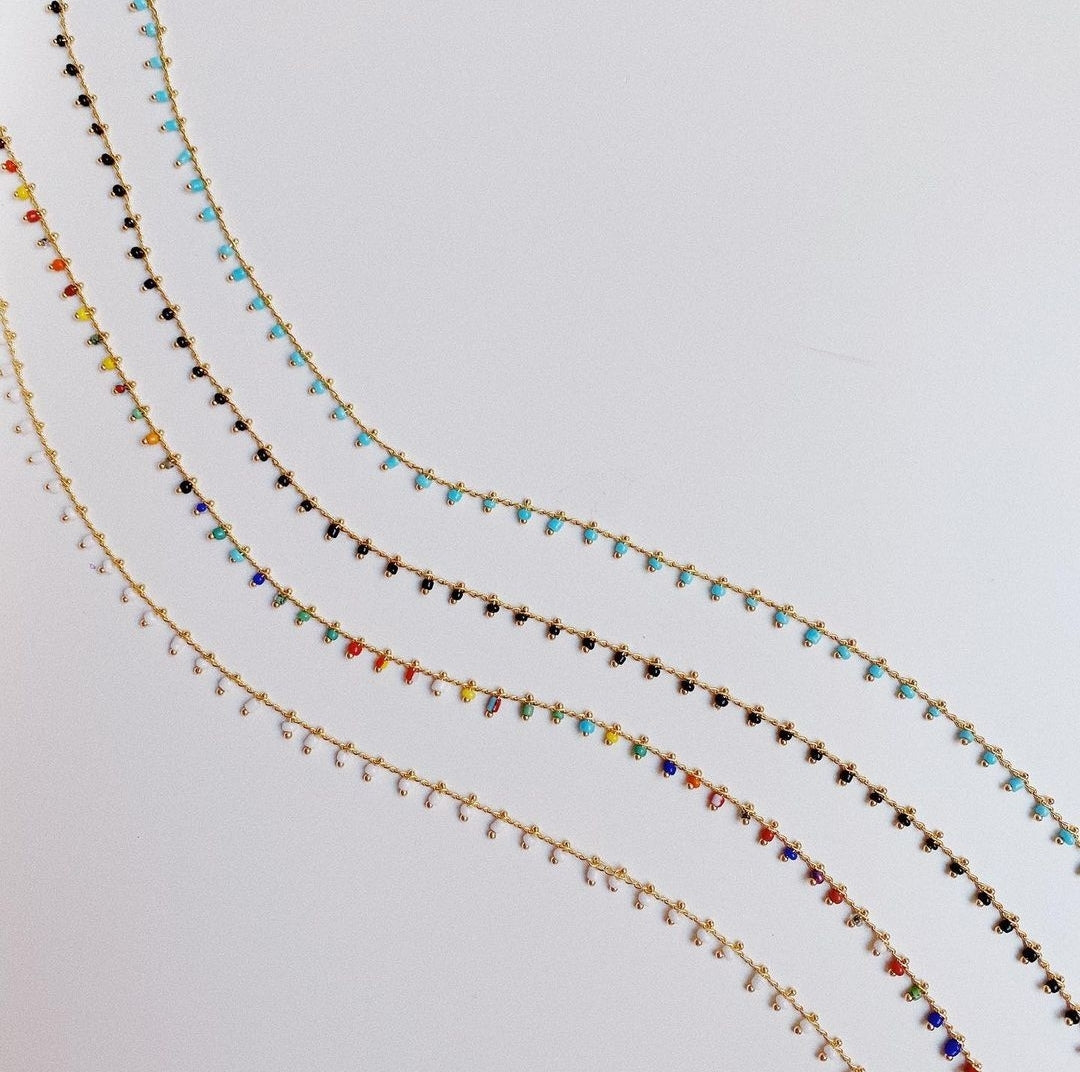 multicolor bead chain necklaces handmade
