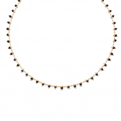 Topaz & Pearl Necklaces Bead Fringe Necklace, Black