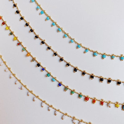 Topaz & Pearl Necklaces Bead Fringe Necklace, Turquoise