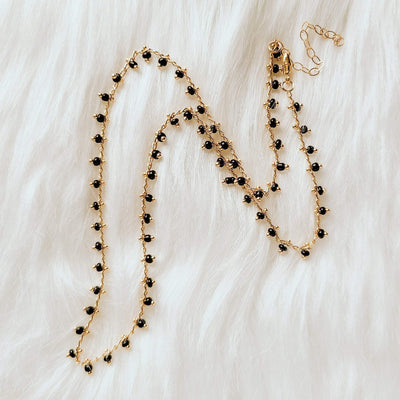Topaz & Pearl Necklaces Black Confetti Beaded Short Necklace