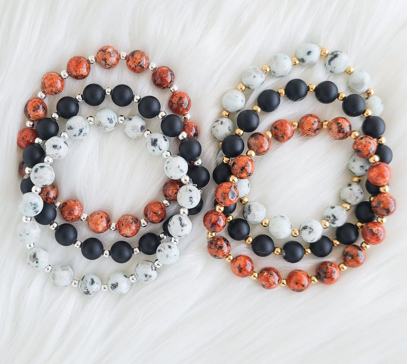 Topaz & Pearl Bracelets Fall Gemstone Bracelet Set (Cool)