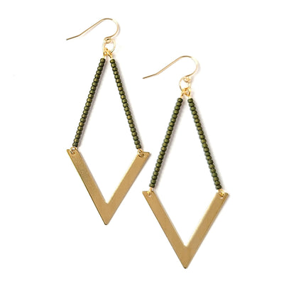 Topaz & Pearl Earrings Geometric Earrings, Army Green