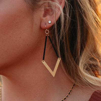 Topaz & Pearl Earrings Geometric Earrings, Black