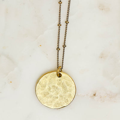 Topaz & Pearl Necklaces Gold / Beaded Hammered Coin Necklace