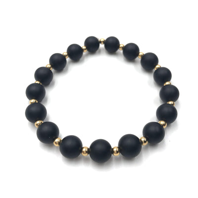 Topaz & Pearl bracelet Gold Matte Onyx Stacking Bracelet