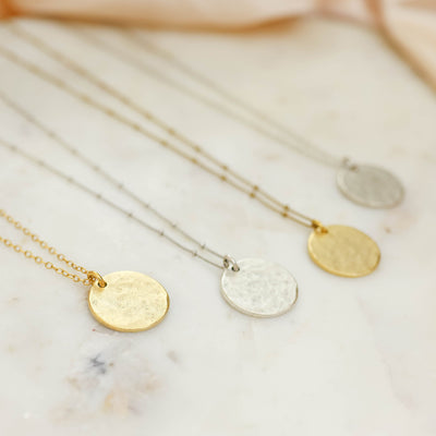 Topaz & Pearl Necklaces Hammered Coin Necklace