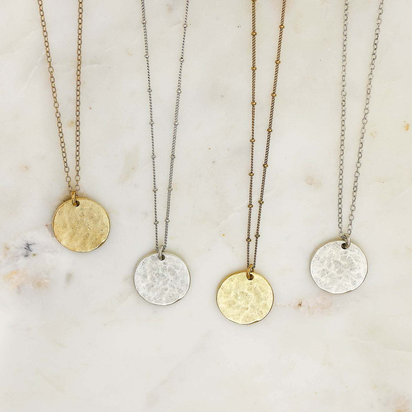Topaz & Pearl Necklaces Hammered Coin Necklace
