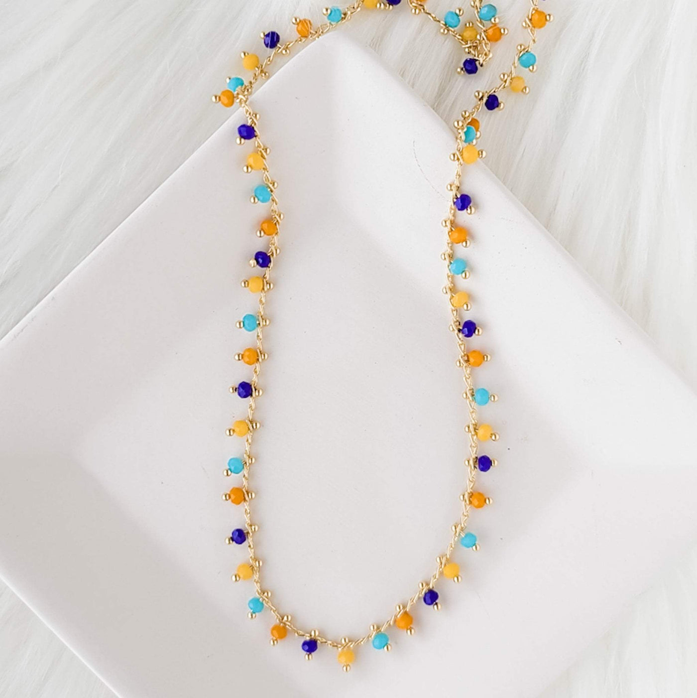 Topaz & Pearl Necklaces NEW COLOR! Harvest Confetti Beaded Short Necklace