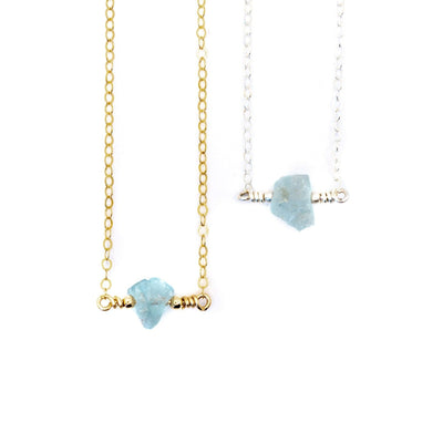 Topaz & Pearl Necklaces Raw Aquamarine Necklace