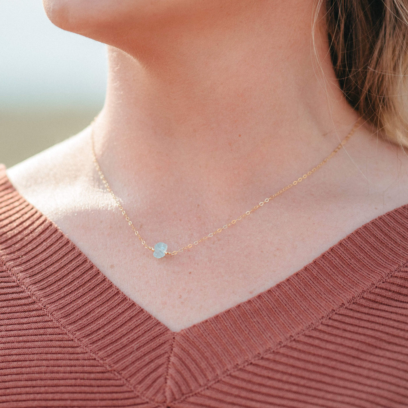 Topaz & Pearl Necklaces Raw Aquamarine Stone Necklace
