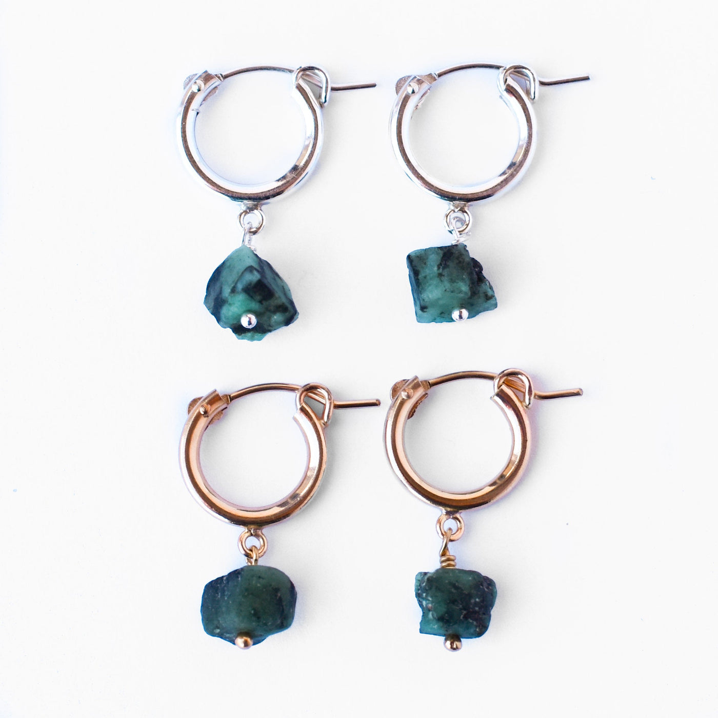 Topaz & Pearl Earrings Raw Gemstone Huggies