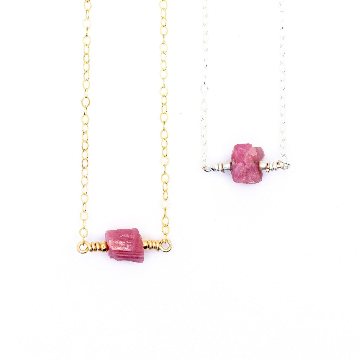 Topaz & Pearl Necklaces Raw Pink Tourmaline Necklace