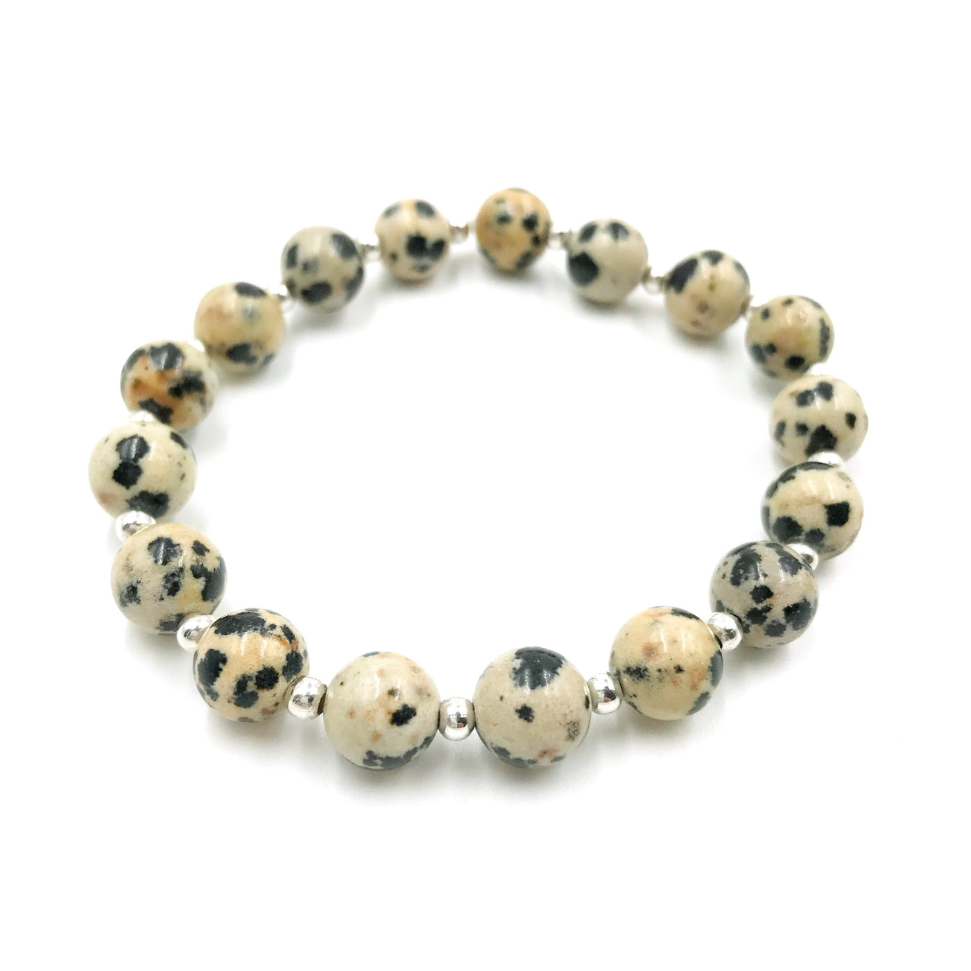 Topaz & Pearl bracelet Silver Dalmatian Jasper Stacking Bracelets