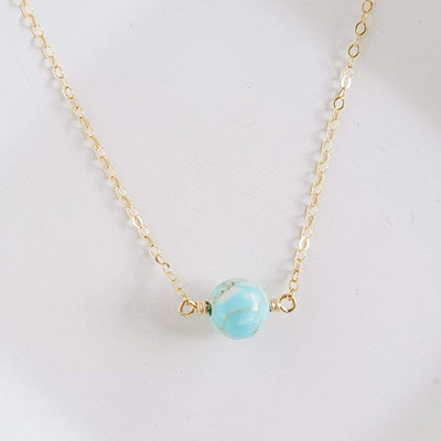 Topaz & Pearl Necklaces Simple Bead Necklace, Icy Turquoise