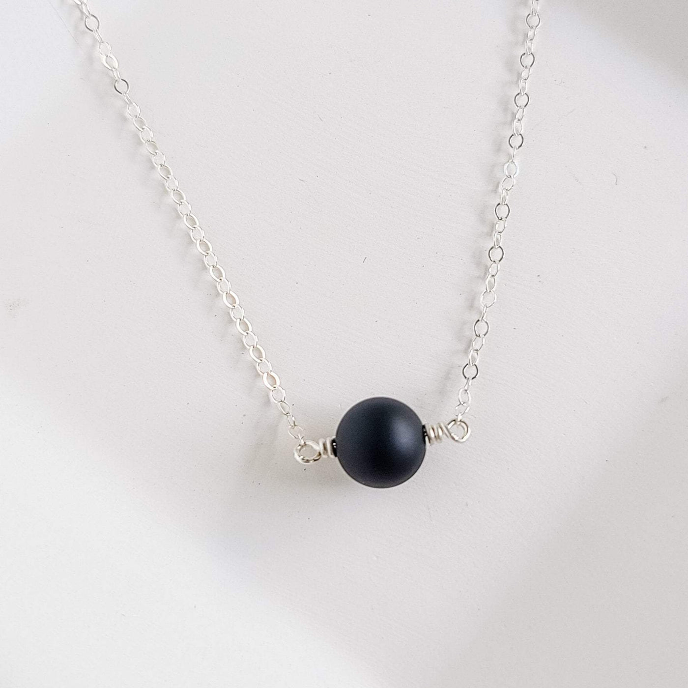 Topaz & Pearl Necklaces Simple Bead Necklace, Matte Onyx