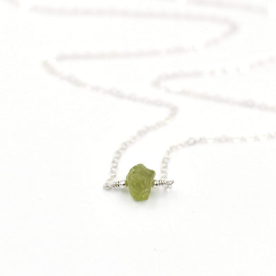 Topaz & Pearl Necklaces Sterling Silver / Single Peridot Organic Stone Necklace