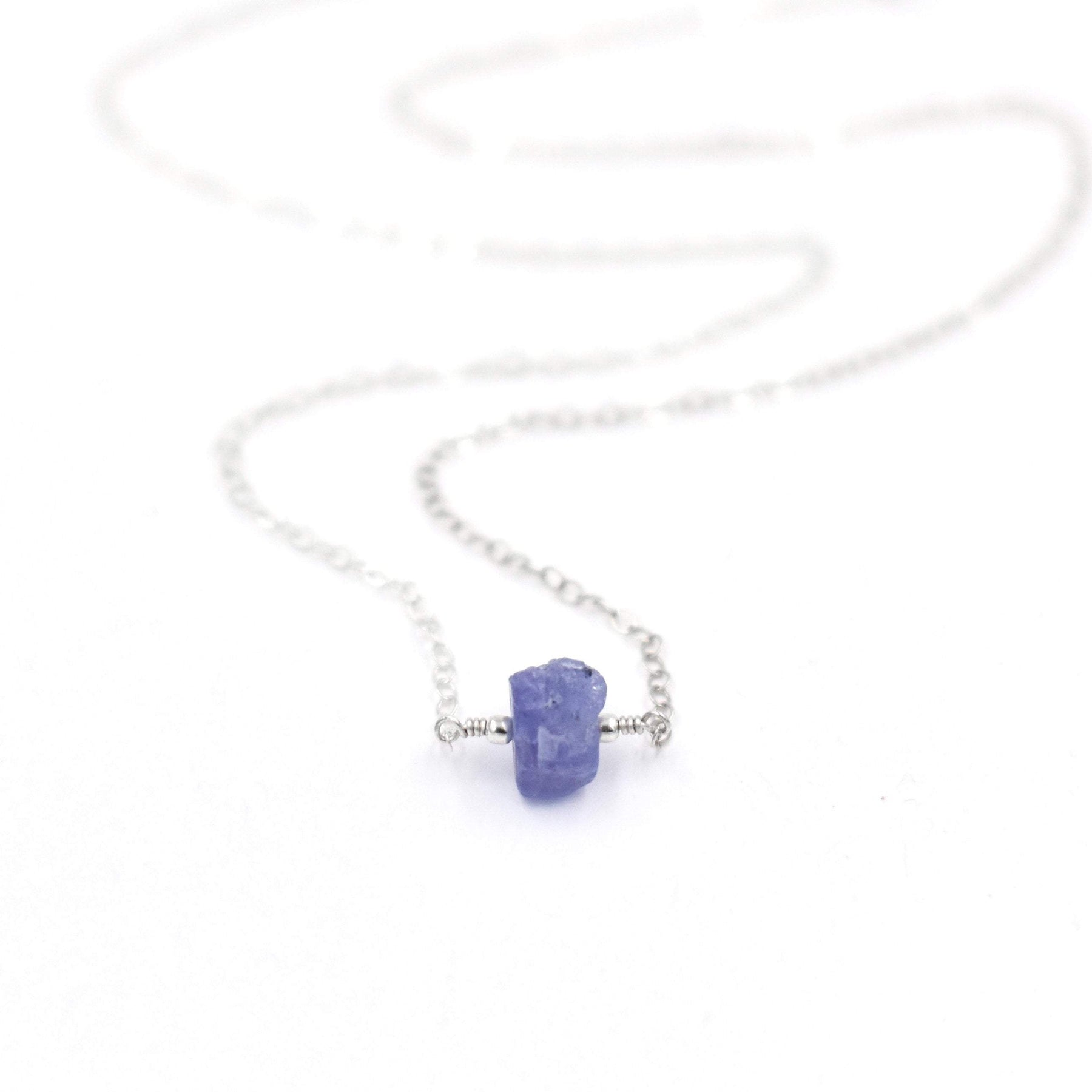 Rough Tanzanite Necklace, Unique December Birthstone Necklace for