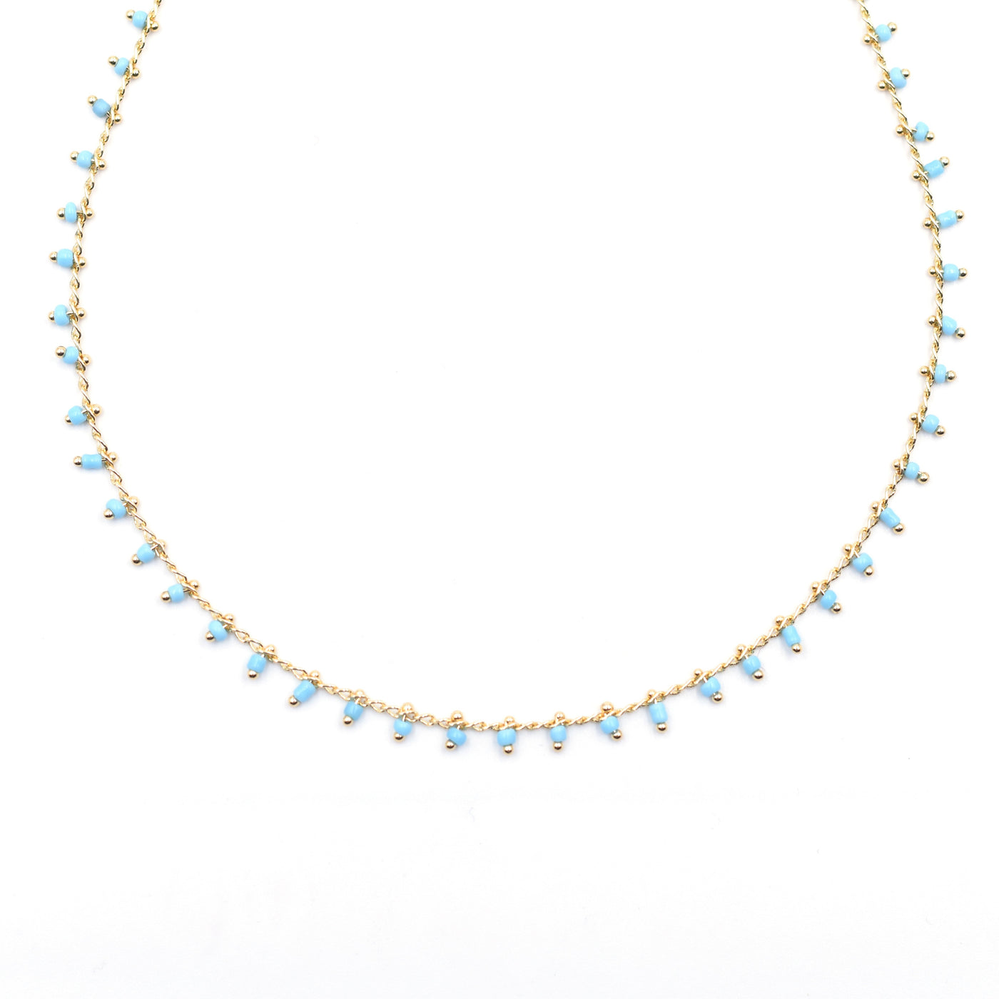 Topaz & Pearl Necklaces Turquoise Confetti Beaded Short Necklace