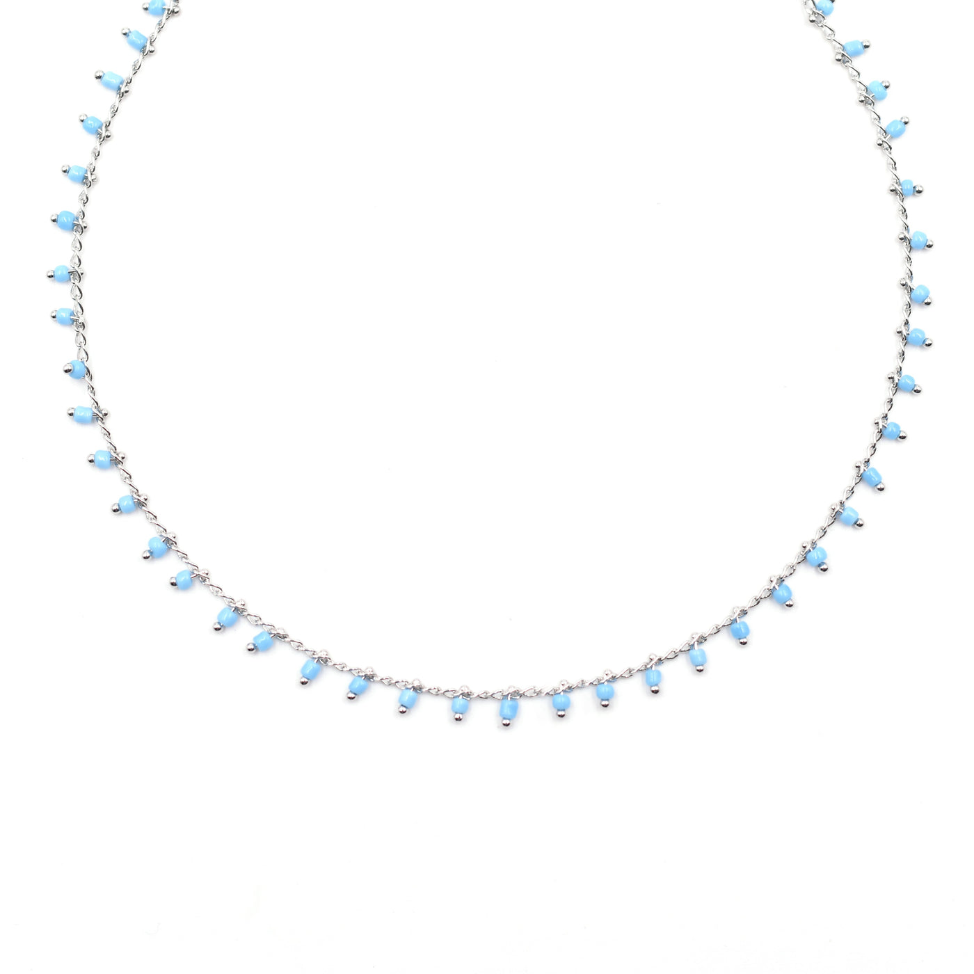 Topaz & Pearl Necklaces Turquoise Confetti Beaded Short Necklace